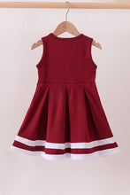 Premium Maroon Go Dawgs Mississippi embroidery ruffle dress - ARIA KIDS