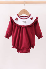 Premium Maroon Georgia bulldog bow embroidery bubble - ARIA KIDS