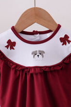 Premium Maroon Georgia bulldog bow embroidery bubble - ARIA KIDS