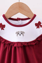 Premium Maroon Georgia bulldog bow embroidery bubble - ARIA KIDS