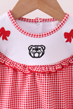 Premium Red Georgia bulldog bow embroidery bubble - ARIA KIDS