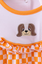 Orange Tennessee puppy bow embroidery checkered bubble - ARIA KIDS