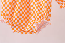 Orange Tennessee puppy bow embroidery checkered bubble - ARIA KIDS