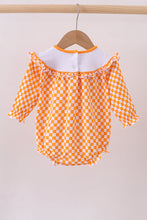 Orange Tennessee puppy bow embroidery checkered bubble - ARIA KIDS
