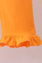 Orange Tennessee puppy bow embroidery checkered ruffle pants set - ARIA KIDS