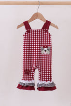 Premium Maroon Georgia bulldog gingham ruffle romper - ARIA KIDS