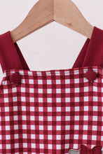 Premium Maroon Georgia bulldog gingham ruffle romper - ARIA KIDS