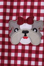 Premium Maroon Georgia bulldog gingham ruffle romper - ARIA KIDS