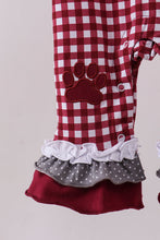 Premium Maroon Georgia bulldog gingham ruffle romper - ARIA KIDS