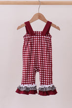 Premium Maroon Georgia bulldog gingham ruffle romper - ARIA KIDS