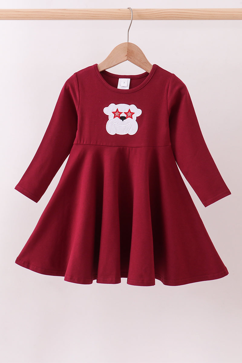 Premium Maroon Georgia bulldog applique dress - ARIA KIDS