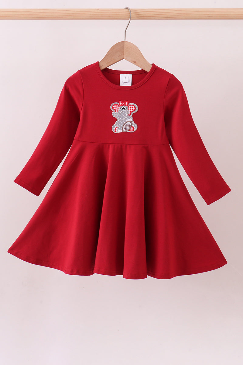 Premium Red Alabama elephant applique dress - ARIA KIDS