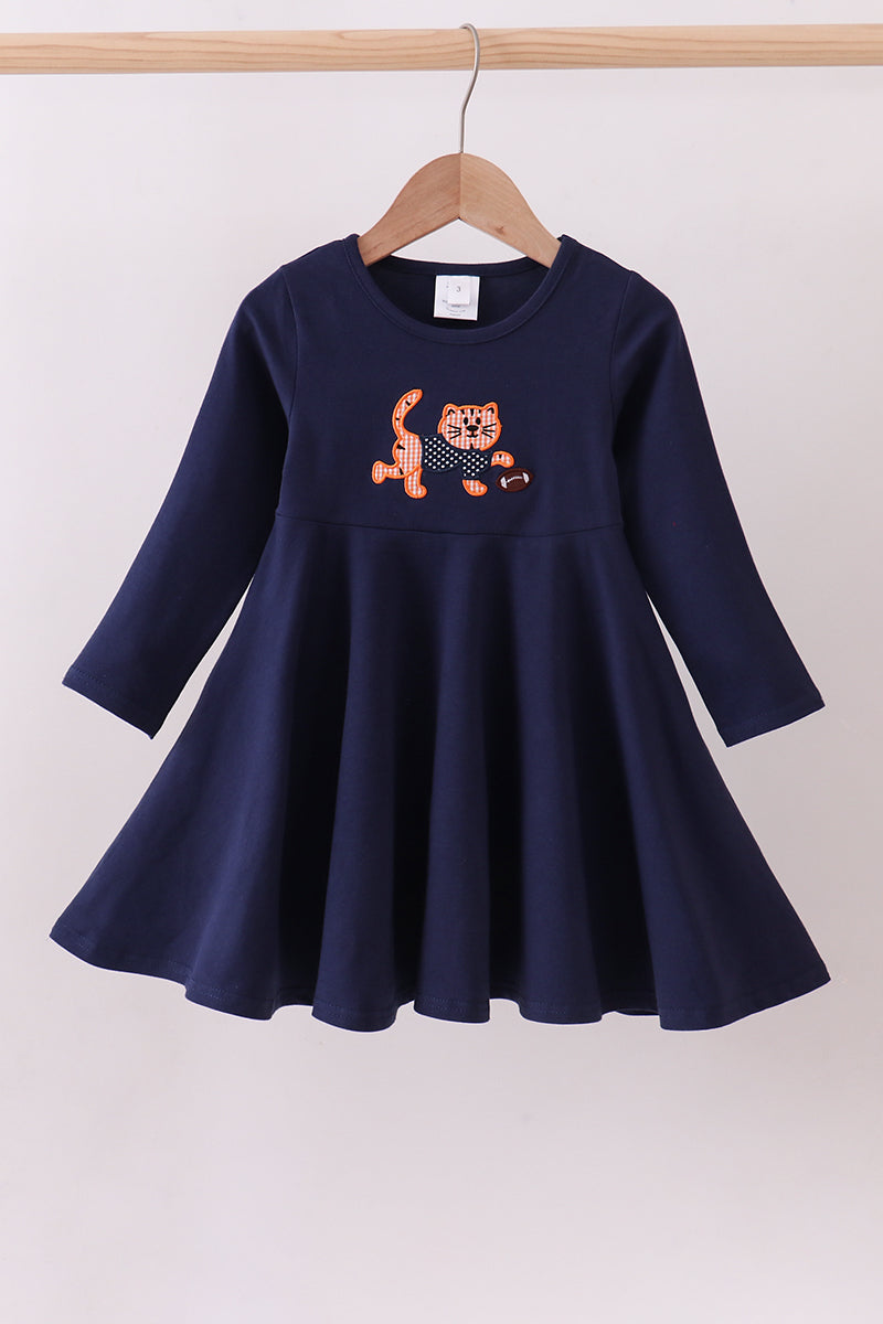 Premium Navy Clemson tiger applique dress - ARIA KIDS