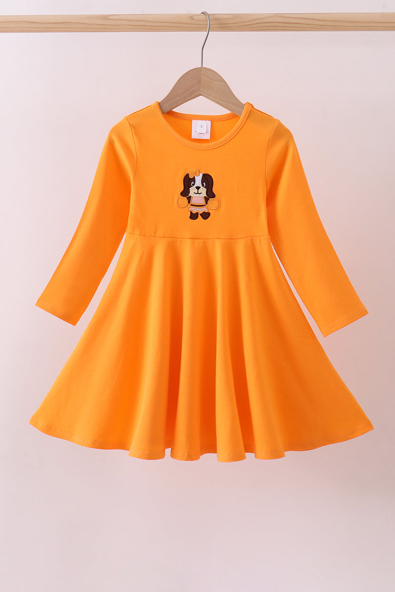 tennessee orange dress Premium Orange Tennessee puppy applique dress – ARIA KIDS