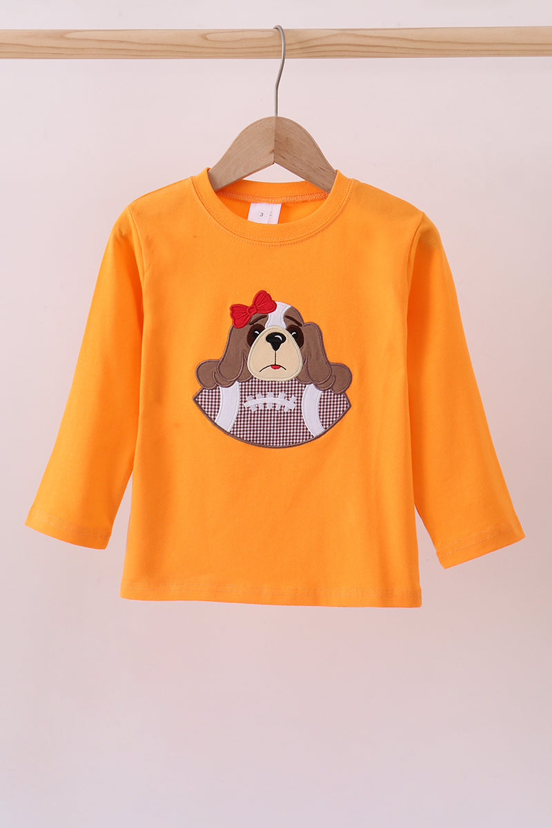 Premium Orange Tennessee puppy applique top - ARIA KIDS