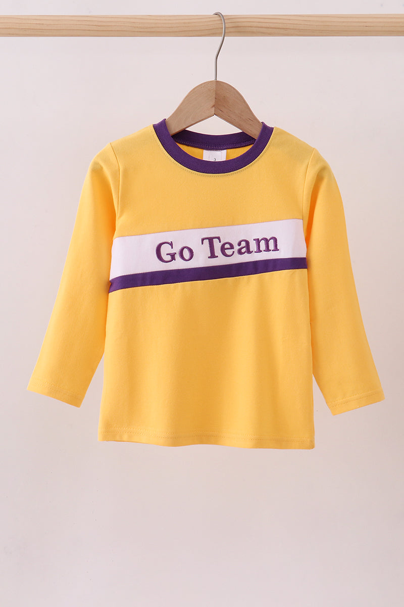 Premium Yellow LSU Go Team embroidery top - ARIA KIDS