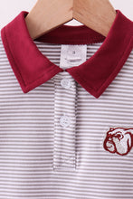 Premium Maroon Mississippi stripe bulldog embroidery pants set - ARIA KIDS