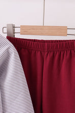 Premium Maroon Mississippi stripe bulldog embroidery pants set - ARIA KIDS