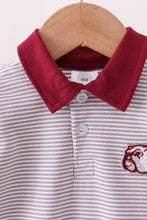 Premium Maroon Mississippi bulldog embroidery romper - ARIA KIDS
