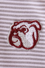 Premium Maroon Mississippi bulldog embroidery romper - ARIA KIDS