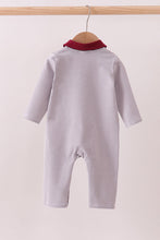 Premium Maroon Mississippi bulldog embroidery romper - ARIA KIDS