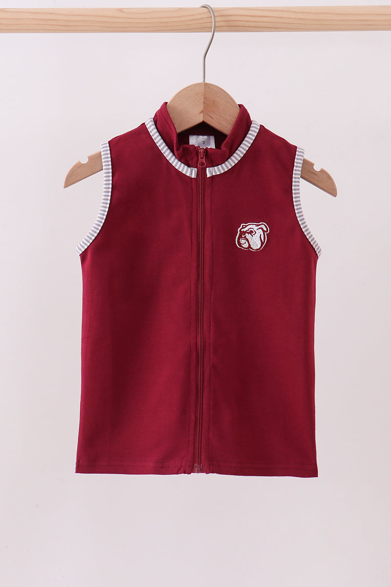 Premium Maroon Georgia bulldog embroidery vest - ARIA KIDS
