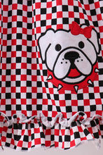 Checkered Georgia dog applique ruffle dress - ARIA KIDS