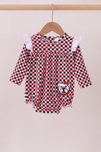 Checkered Georgia dog applique ruffle bubble - ARIA KIDS