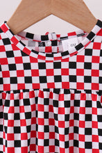 Checkered Georgia dog applique ruffle bubble - ARIA KIDS