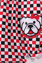 Checkered Georgia dog applique ruffle bubble - ARIA KIDS