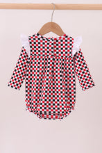 Checkered Georgia dog applique ruffle bubble - ARIA KIDS