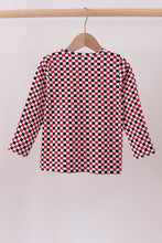 Checkered Georgia dog embroidery top - ARIA KIDS