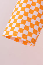 Orange Tennessee puppy bow embroidery checkered top - ARIA KIDS