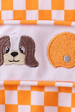 Orange Tennessee puppy bow embroidery checkered bubble - ARIA KIDS