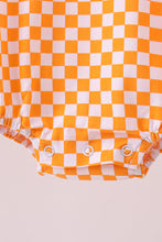 Orange Tennessee puppy bow embroidery checkered bubble - ARIA KIDS