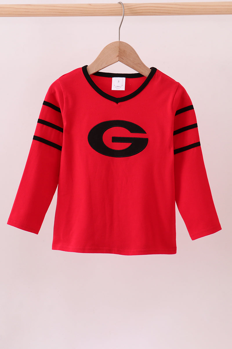 Premium Red Georgia applique top - ARIA KIDS