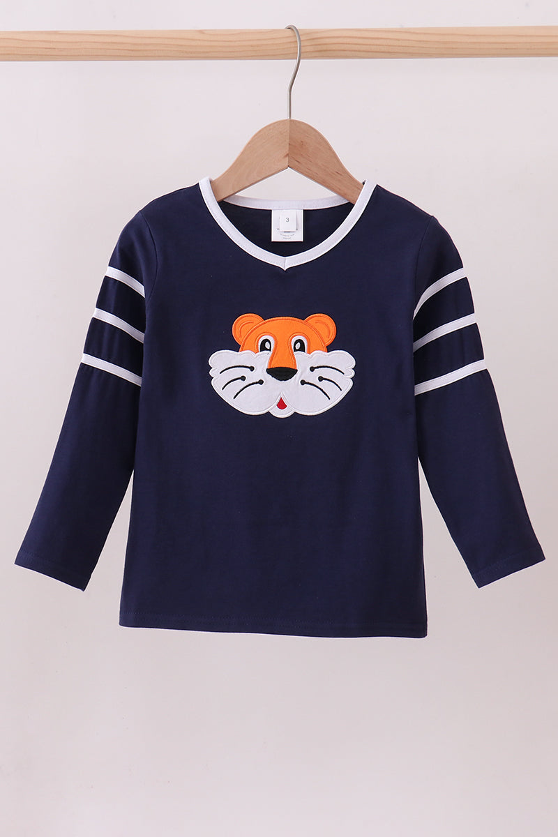 Premium Navy Auburn tiger applique top - ARIA KIDS