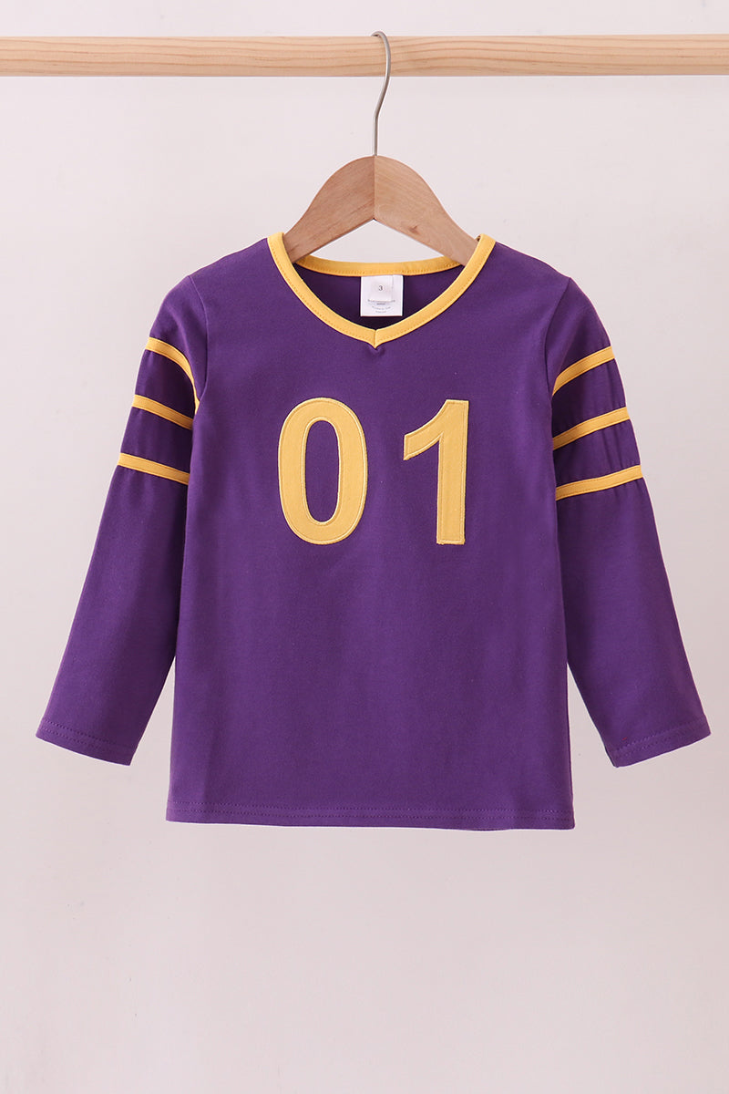 Premium Purple LSU 01 applique top - ARIA KIDS