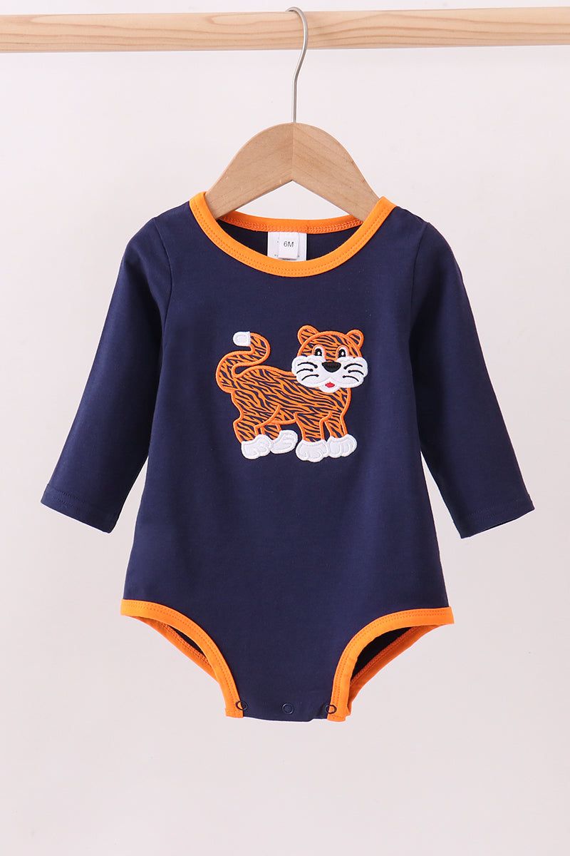 Premium Navy Auburn tiger applique bubble - ARIA KIDS