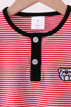 Premium Red Georgia bulldog embroidery stripe top - ARIA KIDS