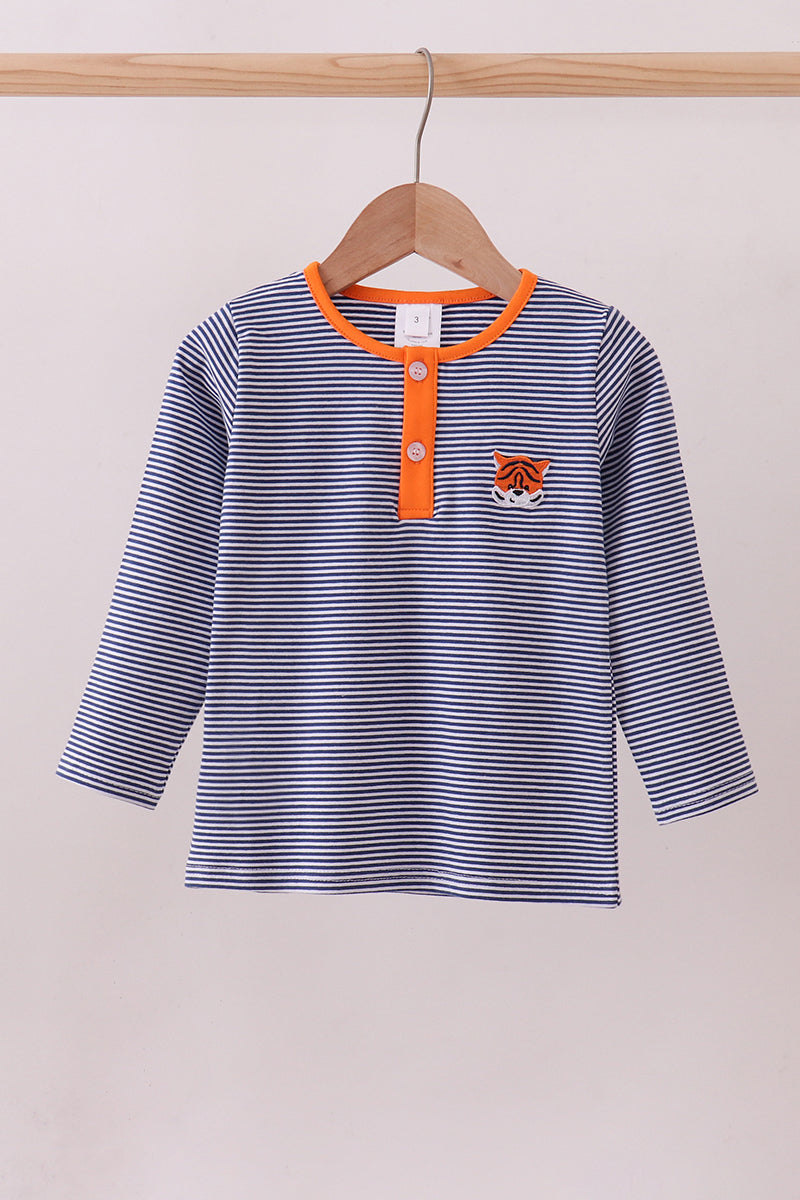 Premium Blue Auburn stripe tiger top - ARIA KIDS