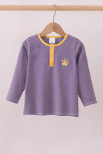 Premium Purple LSU stripe embroidery top - ARIA KIDS