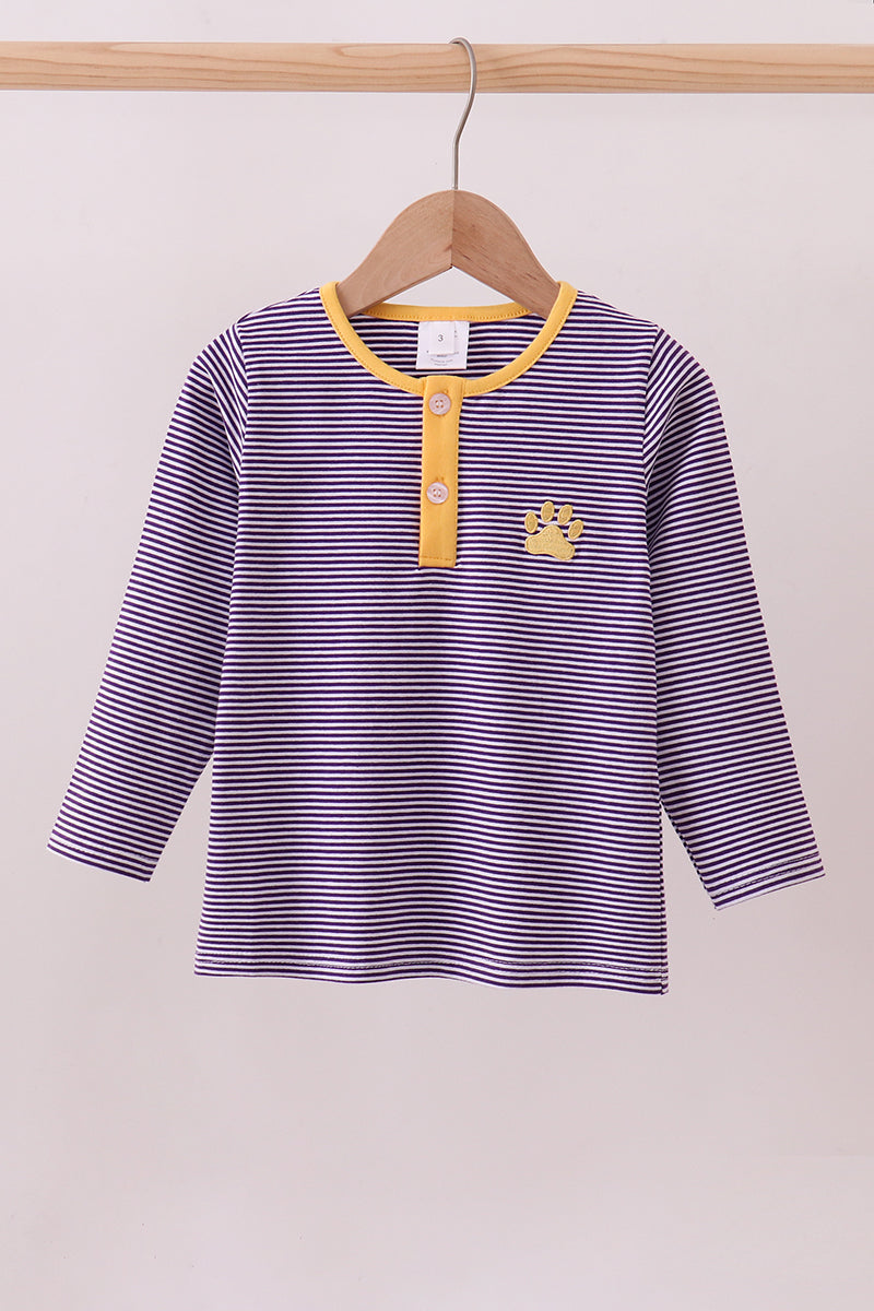 Premium Purple LSU stripe embroidery top - ARIA KIDS