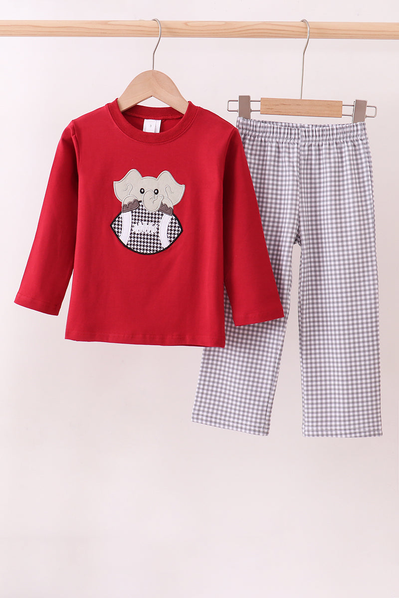 Premium Maroon Alabama elephant applique pants set - ARIA KIDS