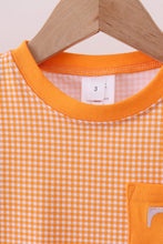Premium Orange Tennessee embroidery gingham top - ARIA KIDS