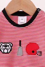 Premium Red Georgia stripe bulldog romper - ARIA KIDS