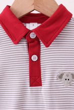 Premium Gray Alabama stripe elephant embroidery dress - ARIA KIDS