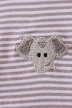 Premium Gray Alabama stripe elephant embroidery dress - ARIA KIDS