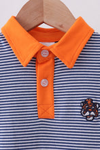 Premium Blue Auburn stripe tiger embroidery dress - ARIA KIDS