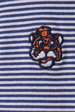 Premium Blue Auburn stripe tiger embroidery dress - ARIA KIDS